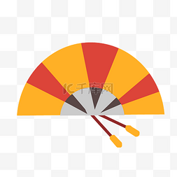 日本折扇图片_黄红色折扇扇子插图