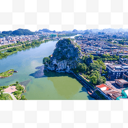 航拍桂林城市景观伏波山