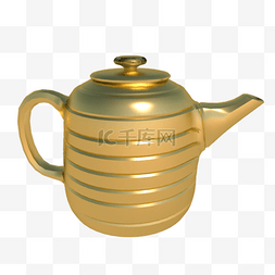 金色茶壶图片_金色3D茶壶