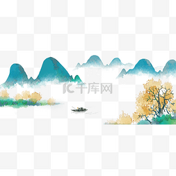 水墨山水图片_秋色渔江水墨山水风景