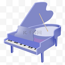 一台钢琴图片_蓝紫色钢琴琴键