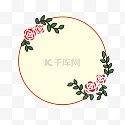母亲节古典蔷薇圆边框PNG