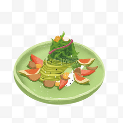 水果沙拉图片_卡通新鲜的蔬菜沙拉