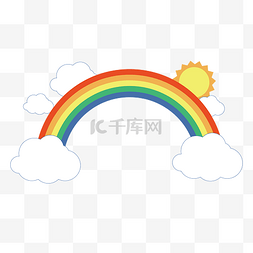 云朵太阳卡通图片_矢量半圆彩虹白云素材