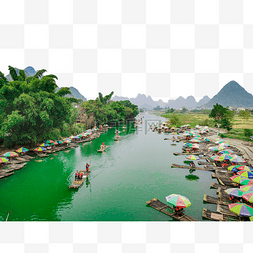桂林山水竹筏景区景色风景