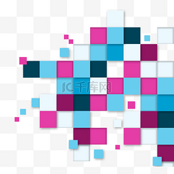 立体正方形方块图片_抽象几何立体方形撞色边框