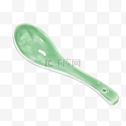 碧绿色陶瓷勺子插图