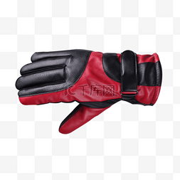 一个红色黑色皮手套