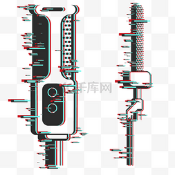 怀旧风格图片_红蓝故障风麦克风素材