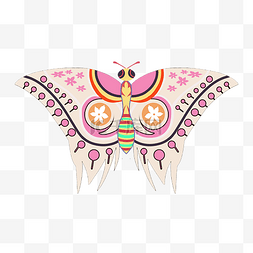 粉色的蝴蝶风筝插画