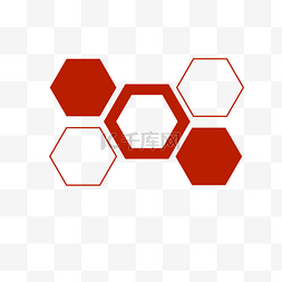 几何模块图片_红色六边形组合PPT元素