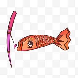 日本红色的小鱼插画