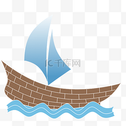 蓝色风帆木质帆船