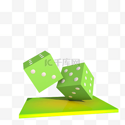 手绘骰子图片_C4D骰子绿色单白