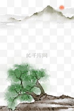 水墨山水图片_绿树青山风景山水画