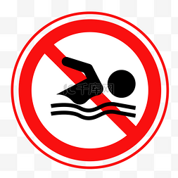 夏天图片_红色禁止游泳标志