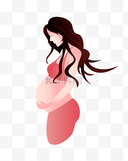 孕妇海报图片_母亲节彩色卡通手绘孕妇