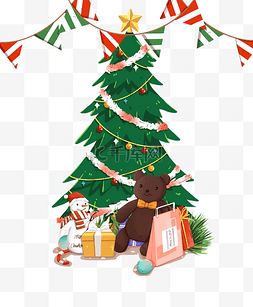 圣诞节圣诞树和树下的礼物