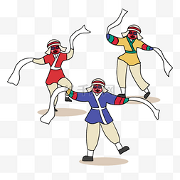 韩国传统游戏面具舞蹈插画