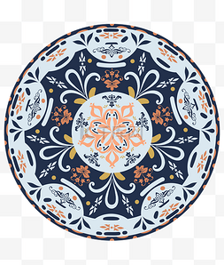 图腾中式图片_圆形古典花纹地毯