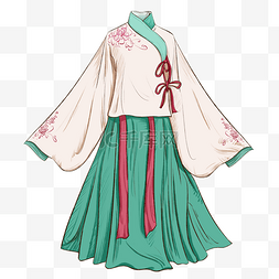 一批服装图片_手绘古代端庄女性汉服传统服饰