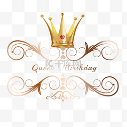 澳大利亚女王生日图片_线条边框女王的生日皇冠元素