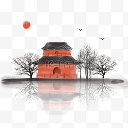 中国风水墨建筑风景