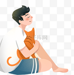 抱猫的男孩