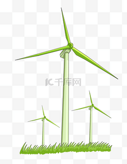 环保草坪图片_环保植物和风车插画