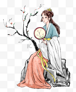 古风手绘古代美女图片_手绘水墨风江南美女