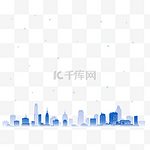城市建筑png素材蓝色科技剪影