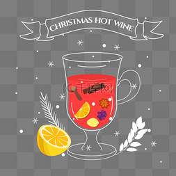 Christmas图片_christmas hot wine 线条桂皮红酒圣诞