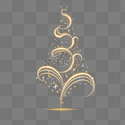 金色圣诞树抽象渐变线性光效分散