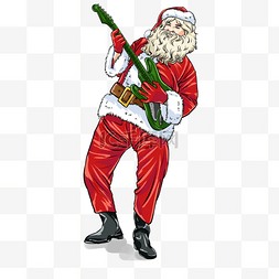 圣诞夜店图片_圣诞节乐队圣诞老人摇滚朋克插画