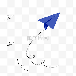 蓝色虚线手绘纸飞机轨迹