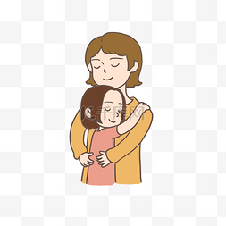 熟睡妈妈图片_母亲节母亲怀抱女儿插画免抠元素