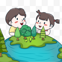 植树节创意图片_创意儿童植树节绿色保护环境