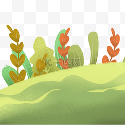 卡通树叶底纹图片_绿色的山坡植物卡通