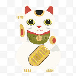 日本招财猫元素图片_白色日本招财猫