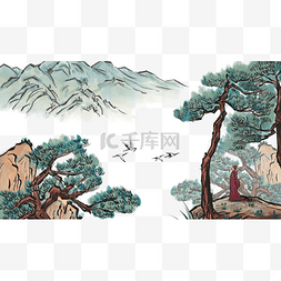 重阳节水墨图片_重阳登高水墨高山风景