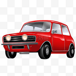 玩具红色图片_大红色手绘老式复古汽车