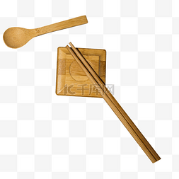 实木筷子和勺子免抠图