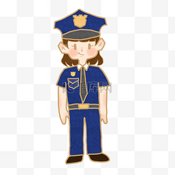 警察公安女孩卡通