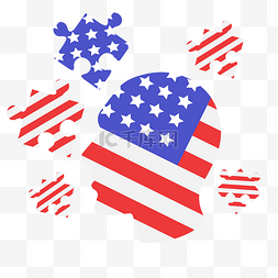 美国国旗元素图片_美国旗帜红白蓝矢量插画png元素