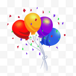 彩色气球图片_手绘彩色飘浮礼花气球