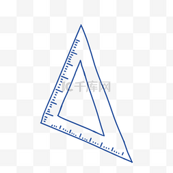 线型图片_psd矢量手绘蓝色线型直角三角尺插