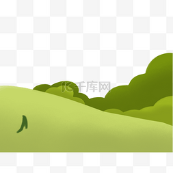 绿色山坡和树