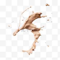 粉底液图片_飞舞的奶茶液体泼洒飞溅3d元素