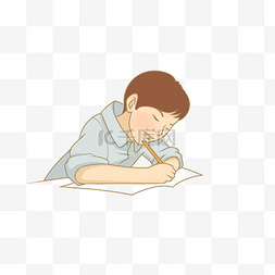 认真学习插画图片_学校勤奋学习的小男孩正在写作业