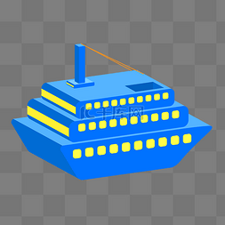 蓝色创意轮船插图